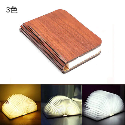 Creative LED Wooden Book Lamp with USB Charging
