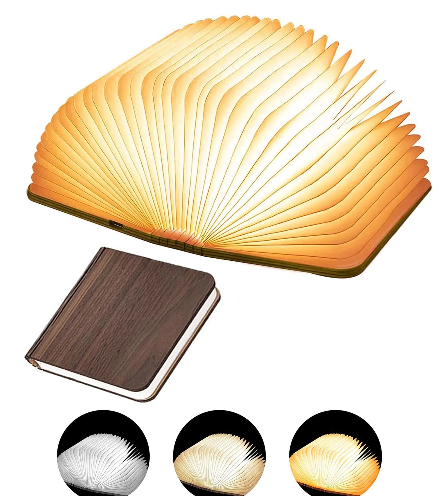 Creative LED Wooden Book Lamp with USB Charging